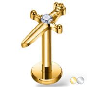 Tytanowy ZŁOTY labret sztylecik