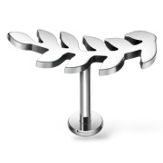 Tytanowy labret w listek ozdobny