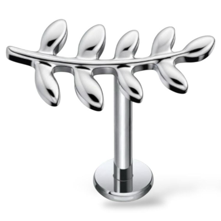 Tytanowy labret w kształcie gałązki