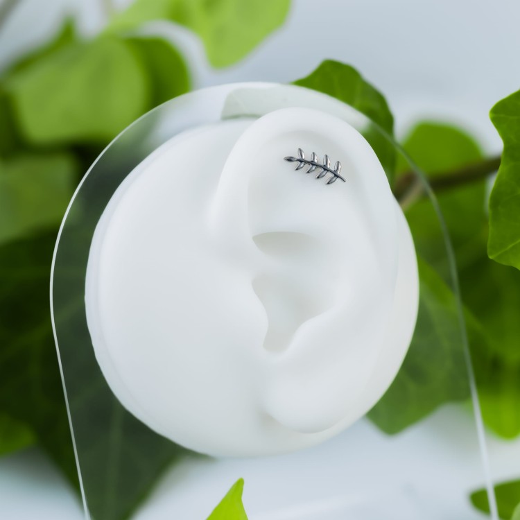 Tytanowy labret w kształcie gałązki