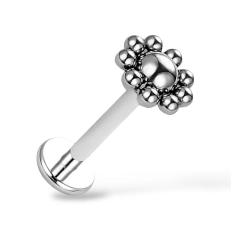 Tytanowy labret z kwiatkiem