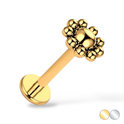 Tytanowy labret z kwiatkiem
