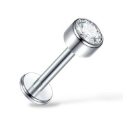 Tytanowy Labret z białą cyrkonią