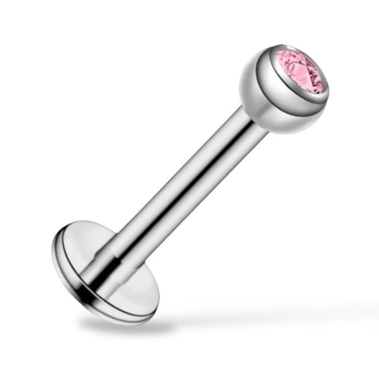 Tytanowy srebrny Labret cyrkonia