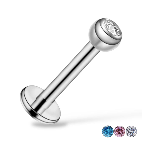 Tytanowy srebrny Labret cyrkonia
