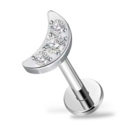 Tytanowy labret księżyc z cyrkoniami
