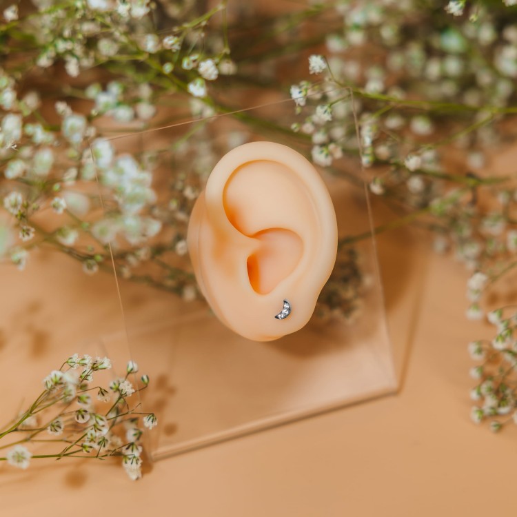 Tytanowy labret księżyc z cyrkoniami