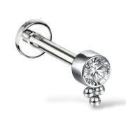 Tytanowy Labret z cyrkonią i kuleczkami