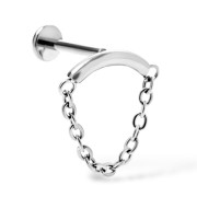 Tytanowy labret z łańcuszkiem