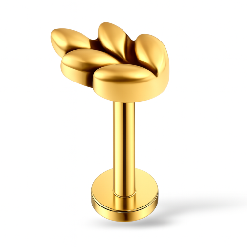 Stalowy złoty labret listek