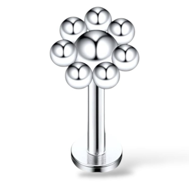 Stalowy labret w kształcie kwiatka