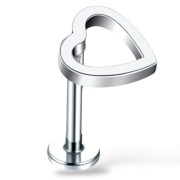 Stalowy labret srebrny serce