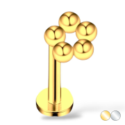 Labret złoty okrągły kuleczki