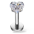 Tytanowy labret kamieniem moissanite w kształcie serca