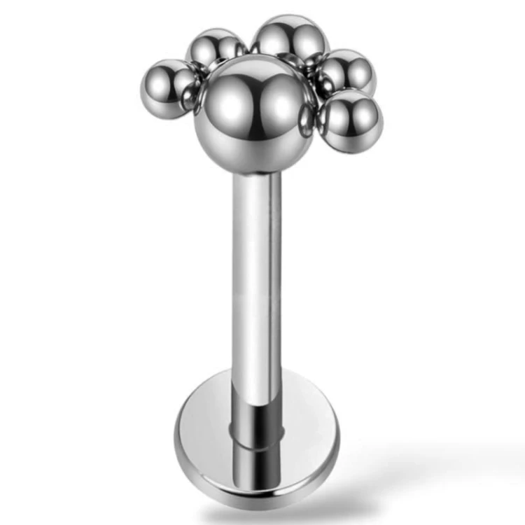 Tytanowy labret w kuleczki