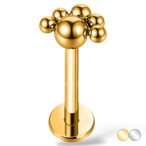 Tytanowy labret w kuleczki