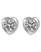 Srebrne kolczyki serca z moissanite - SREBRO 925
