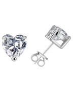 Kolczyki srebrne serca z kamieniem moissanite - SREBRO 925