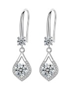Srebrne kolczyki wiszące z moissanite - SREBRO 925