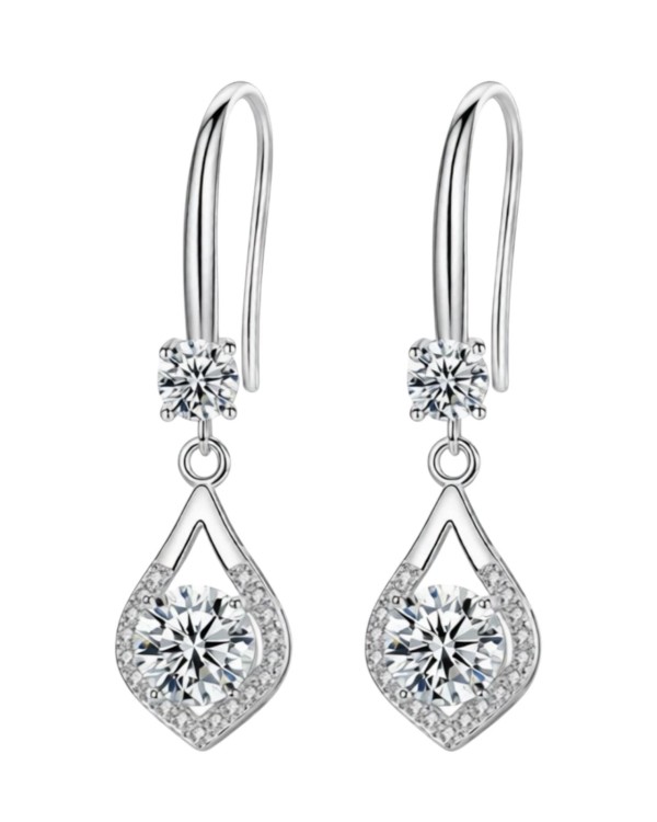 Srebrne kolczyki wiszące z moissanite - SREBRO 925