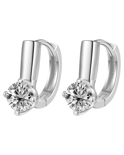 Srebrne kolczyki typu huggie z moissanite - SREBRO 925