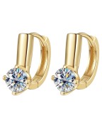 Pozałacane kolczyki typu huggie z moissanite - SREBRO 925