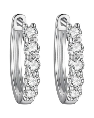 Srebrne kolczyki z moissanite w rzędzie - SREBRO 925