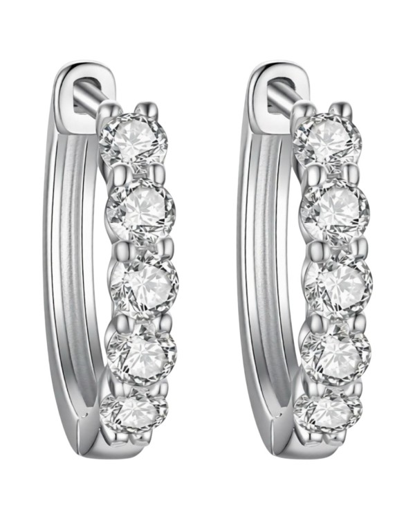 Srebrne kolczyki z moissanite w rzędzie - SREBRO 925