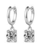 Srebrne klasyczne kolczyki wiszące z moissanite - SREBRO 925