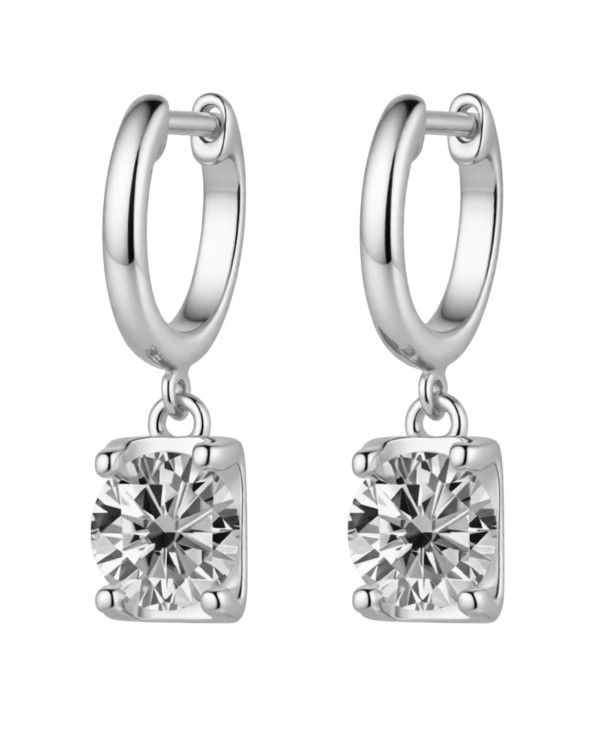 Srebrne klasyczne kolczyki wiszące z moissanite - SREBRO 925