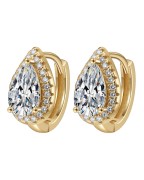 Pozłacane srebrne kolczyki łezka z moissanite - SREBRO 925