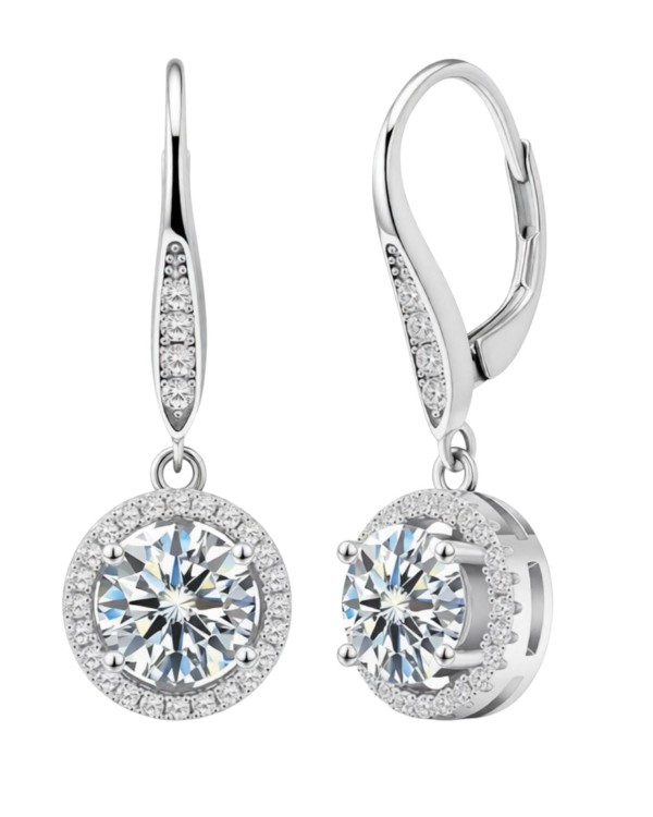 Srebrne kolczyki z okrągłym moissanite - SREBRO 925