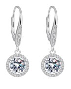 Srebrne kolczyki z okrągłym moissanite - SREBRO 925