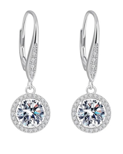 Srebrne kolczyki z okrągłym moissanite - SREBRO 925