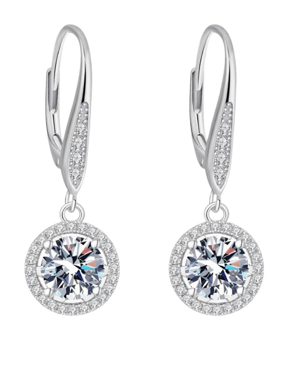 Srebrne kolczyki z okrągłym moissanite - SREBRO 925