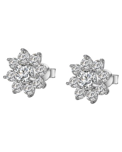 Srebrne kolczyki z motywem kwiatu z moissanite - SREBRO 925