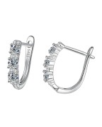 Srebrne kolczyki półkola z moissanite - SREBRO 925