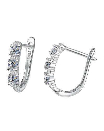 Srebrne kolczyki półkola z moissanite - SREBRO 925