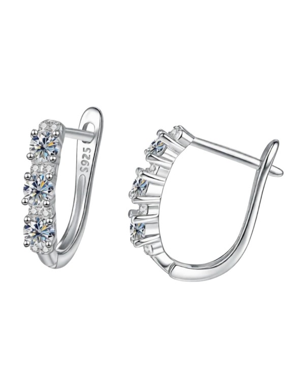 Srebrne kolczyki półkola z moissanite - SREBRO 925
