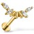Kolczyk labret złoty ozdobny cluster