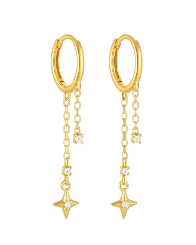 Kolczyki typu clicker z gwiazdkami - SREBRO 925