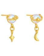 Kolczyki sztyfty złote z planetą i księżycem - SREBRO 925