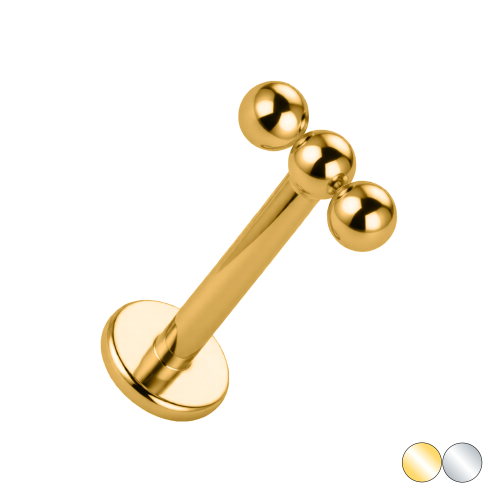 Tytanowy labret z trzema kulkami