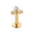 Labret trójkątny kwiat moissanite - ZŁOTO 585
