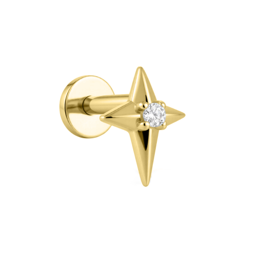 Labret złoty gwiazdka - SREBRO 925