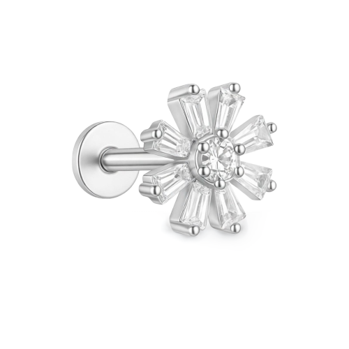 Labret srebrny kwiatowy - SREBRO 925