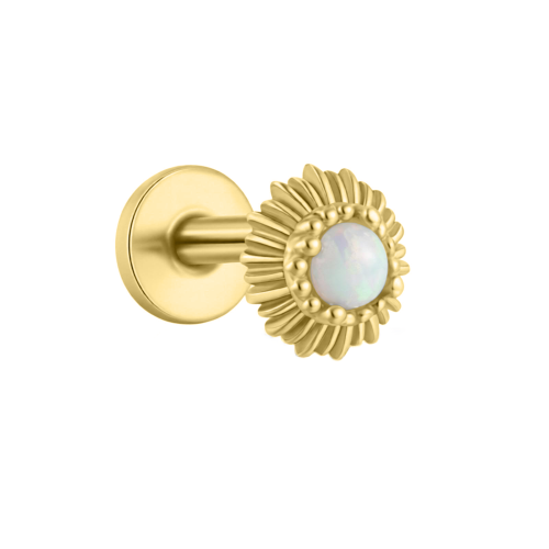 Labret złoty z opalem - SREBRO 925