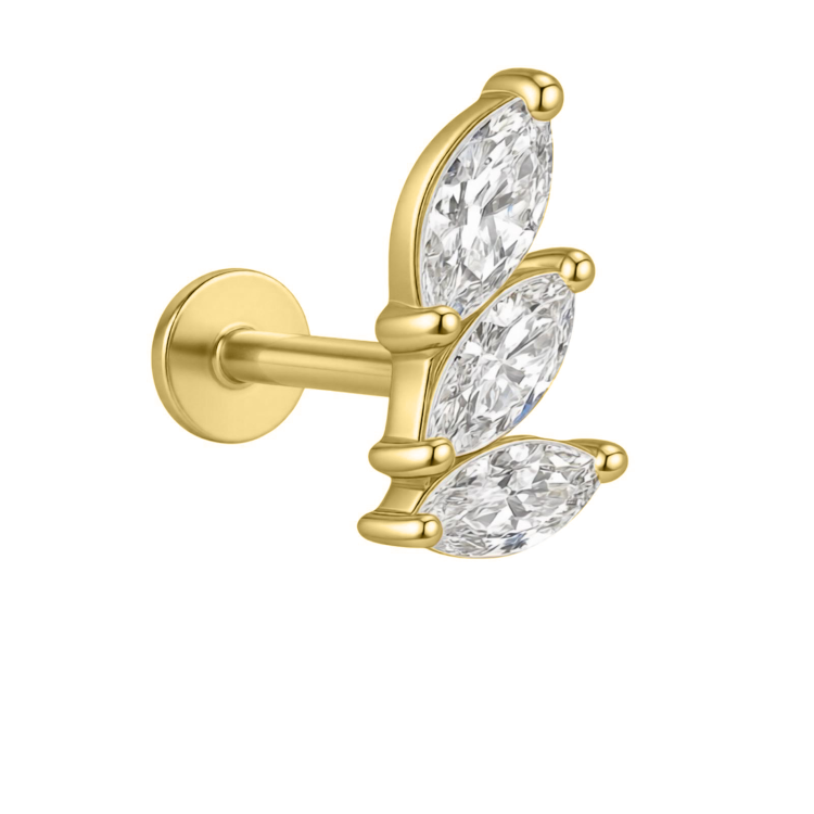 Labret z Potrójną Cyrkonią Marquise – Srebro 925