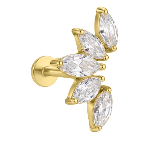 Labret złoty z pięcioma cyrkoniami - SREBRO 925