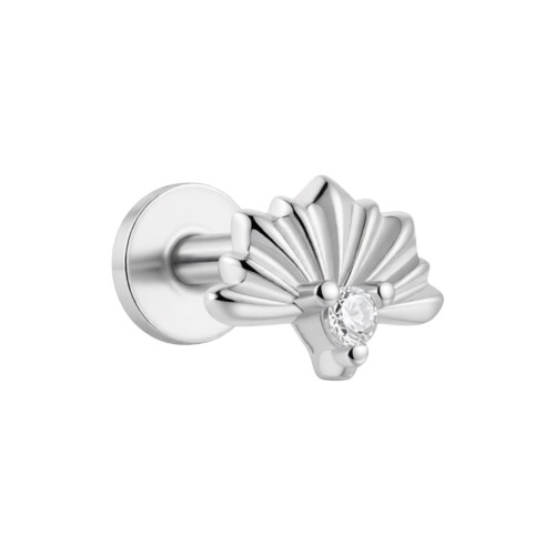 Labret z wachlarzowym wzorem - SREBRO 925